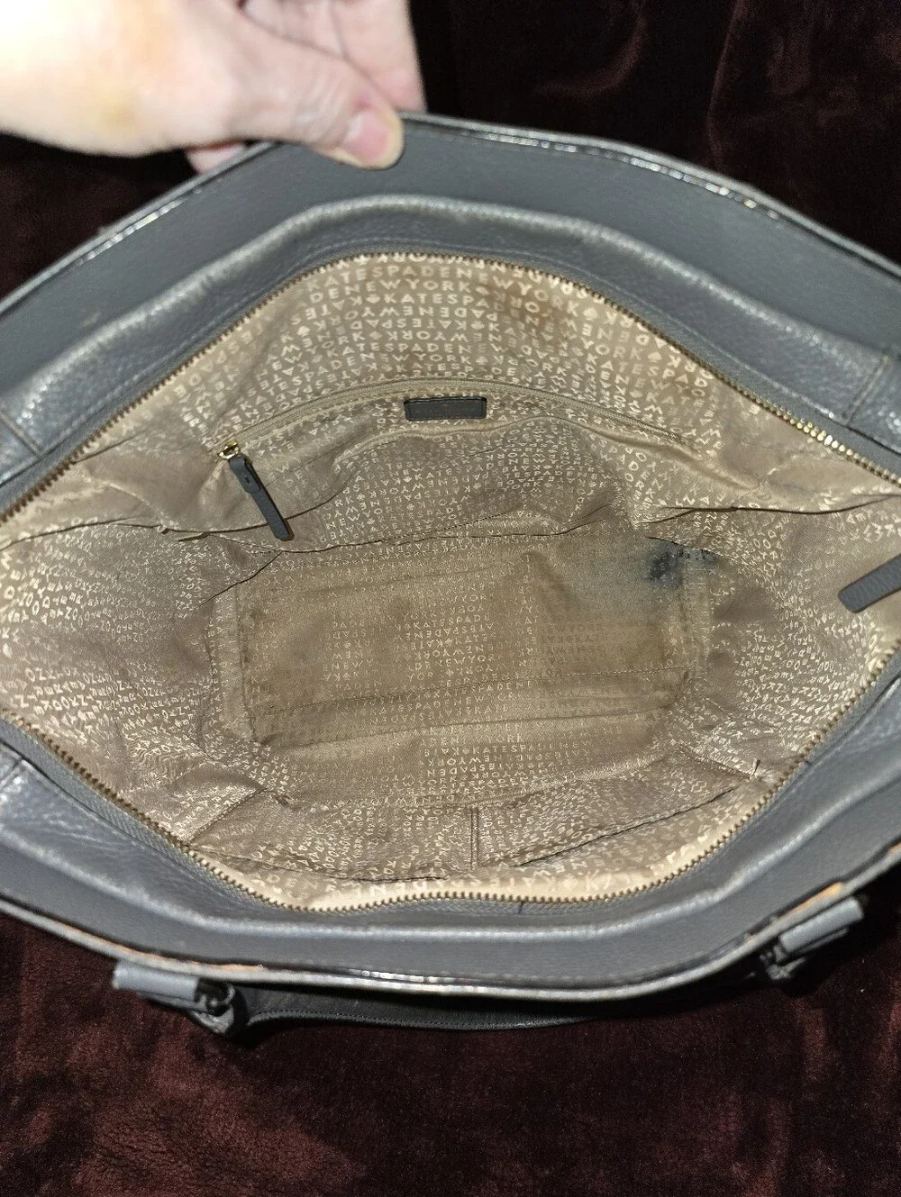 Kate Spade Baxter Street Large Tote/Work Bag In Asphalt. GUC